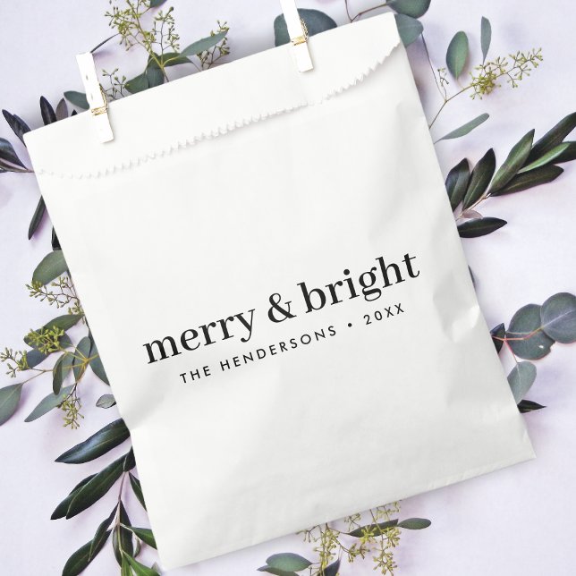 Minimal Christmas | Merry and Bright Simple White Favour Bags (Creator Uploaded)