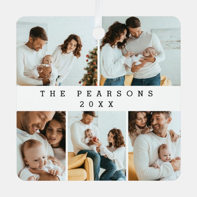 Minimal Christmas Modern Family Photoshoot  Metal Tree Decoration (Front)