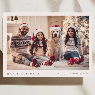 Minimal Christmas   Modern Family Portrait Green Holiday Card