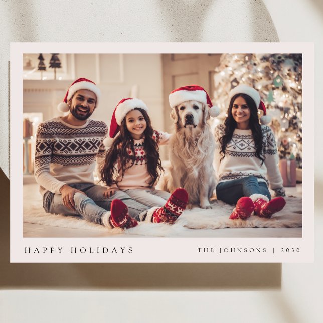 Minimal Christmas | Modern Family Portrait Green Holiday Card (Celebrate the season with a photo holiday card featuring your favorite memories)