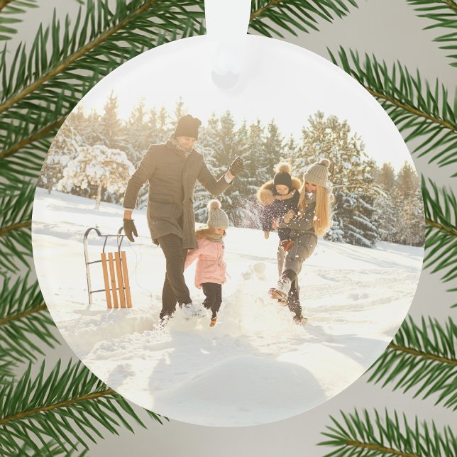 Minimal Christmas | Modern Stylish Family Photo Ornament (Creator Uploaded)