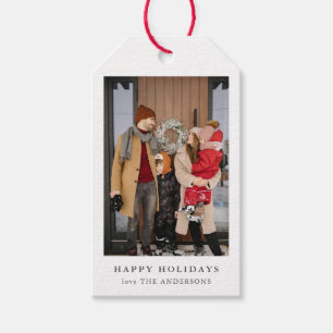 Minimal Christmas Photo Modern Family Portrait Gift Tags
