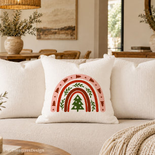 Minimal Christmas Rainbow Decorative Pillow