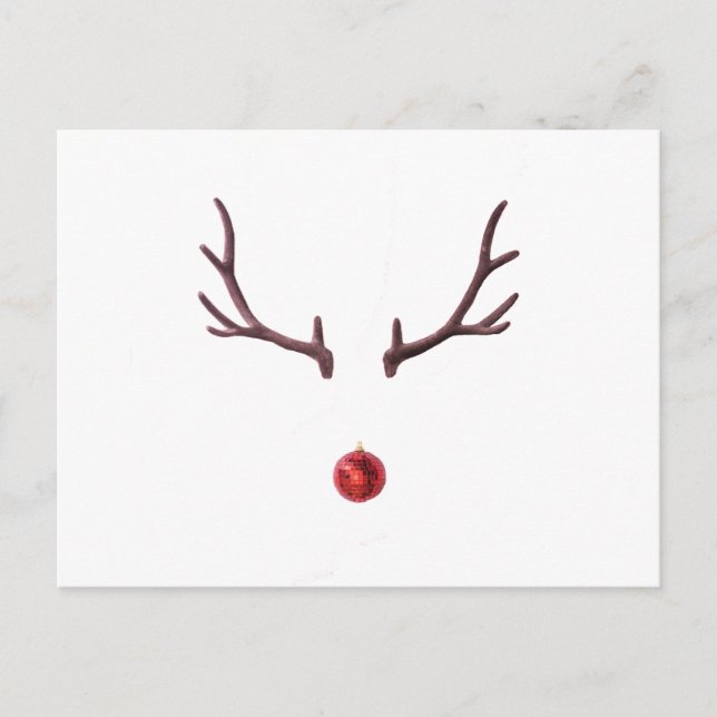 Minimal Christmas reindeer Holiday Postcard (Front)
