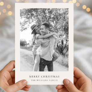 Minimal Christmas   Simple Black and White Photo Holiday Card