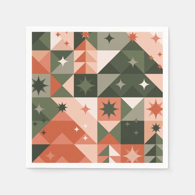 Minimal Christmas Tree and Stars geometry Napkin (Front)