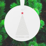 Minimal Christmas Tree | Red Star Clean Simple Ornament<br><div class="desc">Simple,  stylish minimalist holiday ornament featuring a 'scandi' scandinavian minimal christmas tree with a simple red star. The design features modern minimalist typography which can be easily personalised with your own greeting,  family name & year,  perfect for the festive season! #christmas #minimalist #decoration #scandinavian</div>