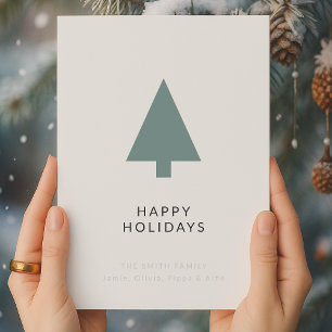 Minimal Christmas Tree   Sage Green Clean Simple Holiday Card