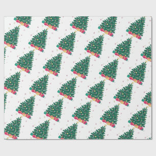 Minimal Christmas Tree Side Pattern Holiday Gift Wrapping Paper