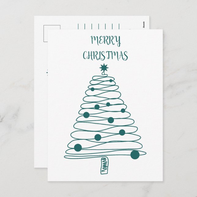 Minimal Christmas Tree star  Merry Christmas Holid Holiday Postcard (Front/Back)