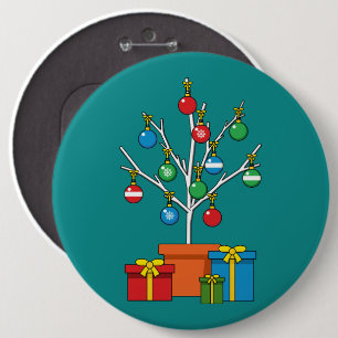 Minimal Christmas Tree with Presents 6 Cm Round Badge
