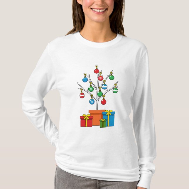 Minimal Christmas Tree with Presents T-Shirt (Front)
