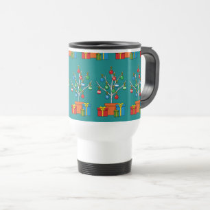 Minimal Christmas Tree with Presents Travel Mug