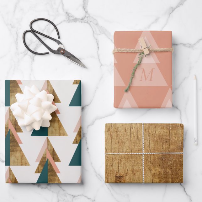 Minimal Christmas Tree Wrapping Paper Sheet (Front)