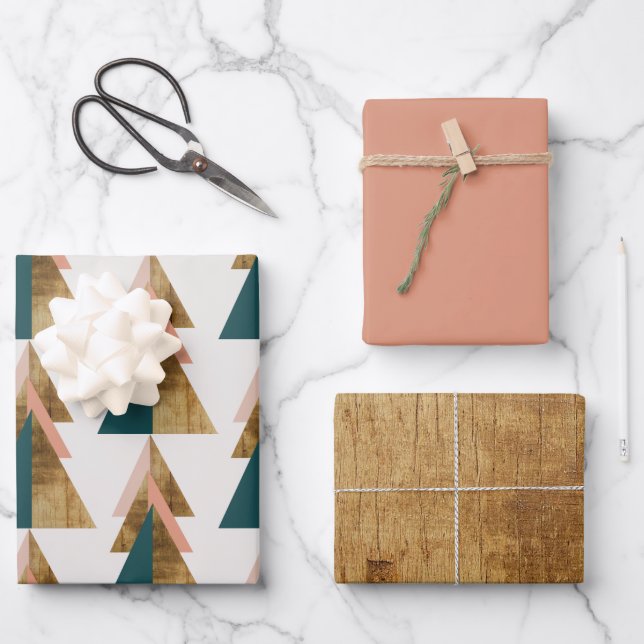 Minimal Christmas Tree Wrapping Paper Sheet (Front)