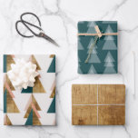 Minimal Christmas Tree Wrapping Paper Sheet<br><div class="desc">A modern,  minimal interpretation of a holiday tree. 
This fun design has wood accents as well as green,  coral and blush.
Coordinating pine green and wood wrapping papers.</div>