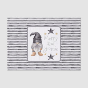 Minimal Christmas Winter Gnome on Buffalo Plaid Tissue Paper