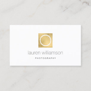 Minimal Circle Camera Lens Gold Photography Logo Business Card