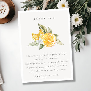 Minimal Citrus Lemon Botanical Boho Bridal Shower Thank You Card