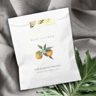Minimal Citrus Orange Botanical Boho Baby Shower Favour Bags