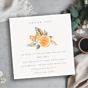 Minimal Citrus Orange Botanical Boho Bridal Shower Thank You Card
