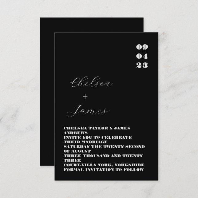 Minimal Classic Black Wedding  (Front/Back)