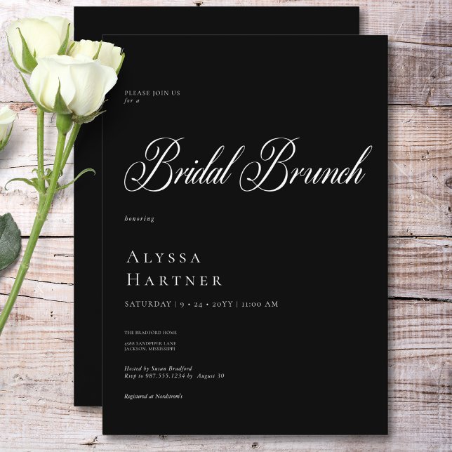 Minimal Classic Black & White Bridal Brunch Invitation (Minimal Classic Black & White Bridal Brunch Invitation)