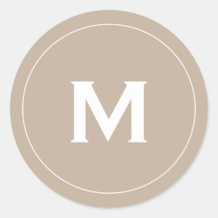 Minimal Classic Block Monogram Classic Round Sticker