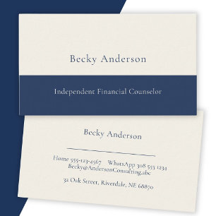 Minimal Classic Counsellor Ivory Navy Business Card