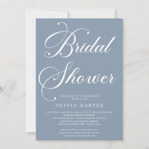 Minimal Classic Dusty Blue Script Bridal Shower Invitation
