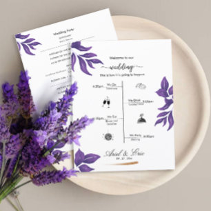 Minimal Classic Elegant Purple Wedding Program