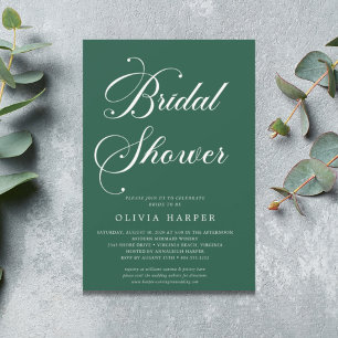 Minimal Classic Emerald Green Script  Invitation