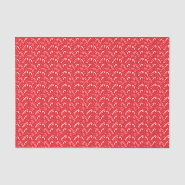 Minimal Classic Festive Holiday Red Candy Canes Tissue Paper (Front)