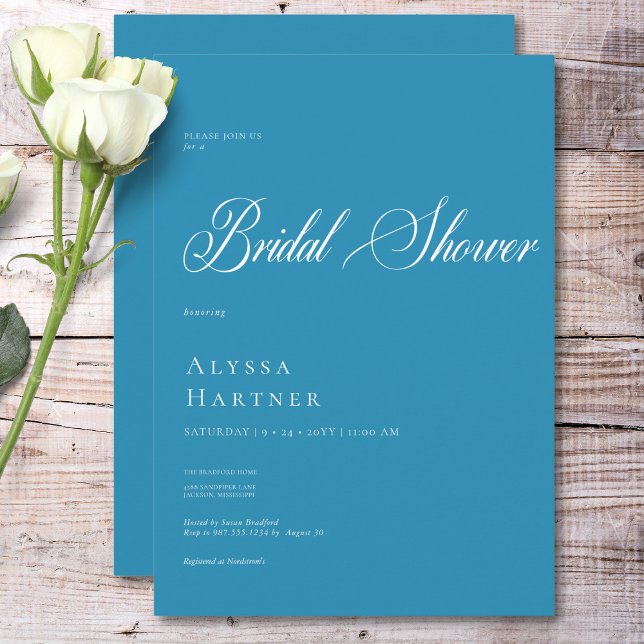 Minimal Classic French Blue & White Bridal Shower Invitation (Minimal Classic French Blue & White Bridal Shower Invitation)