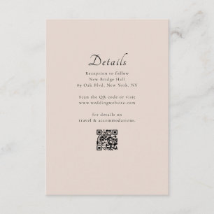 Minimal Classic Modern QR Code Wedding Details Enclosure Card