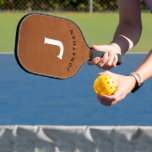 Minimal Classic Monogram Distressed Leather Pickleball Paddle<br><div class="desc">Masculine modern design features sable brown distressed leather background with easy to use template for a single letter and name in stylish classic professional leterring. The design repeats on the reverse side. Perfect pickleball gift for him.</div>