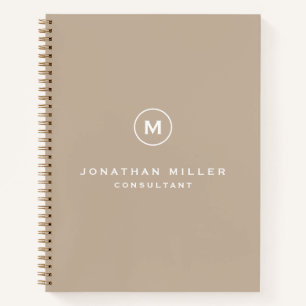 Minimal Classic Monogram Name Professional Beige Notebook