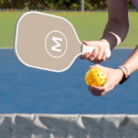 Minimal Classic Monogram Pickleball Paddle<br><div class="desc">Masculine modern design features beige background with easy to use template for a single letter in stylish classic block typography. The design repeats on the reverse side. Perfect pickleball gift for him.</div>