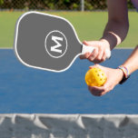 Minimal Classic Monogram Pickleball Paddle<br><div class="desc">Masculine modern design features grey background with easy to use template for a single letter in stylish classic block typography. The design repeats on the reverse side. Perfect pickleball gift for him.</div>