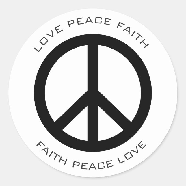 Minimal Classic Peace Love Faith Social Justice Classic Round Sticker (Front)