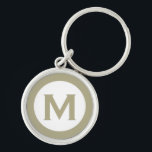 Minimal Classic Sage Monogram Initial Letter<br><div class="desc">Modern monogrammed keychain with monogram initial in sage green and white.</div>