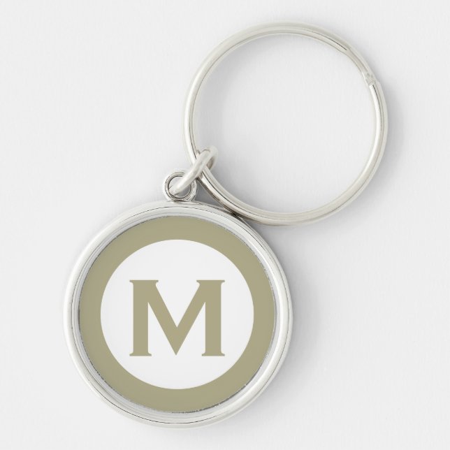 Minimal Classic Sage Monogram Initial Letter Key Ring (Front)