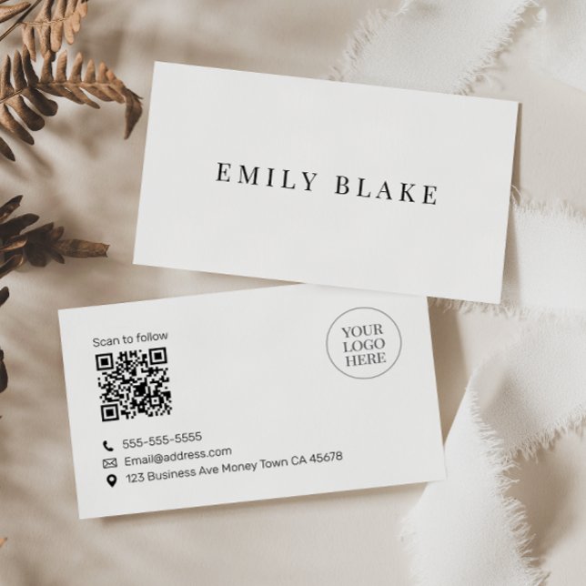 Minimal Classic Scannable QR code Business Card (Creator Uploaded)