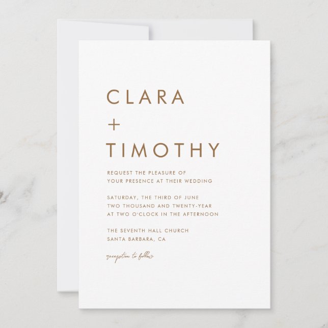 Minimal Classic Script Modern Wedding Invitation (Front)