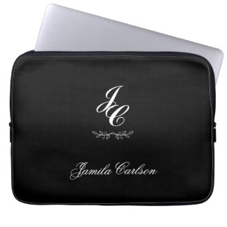 minimal classical typography monogrammed laptop sleeve