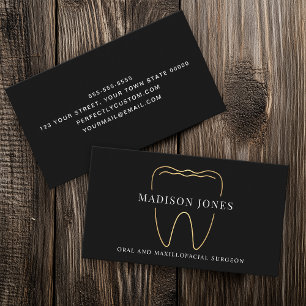 Minimal Classy Black and Gold Dentist logo Modern  Business Card