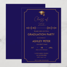 Minimal Classy Blue Grad Party Invitation