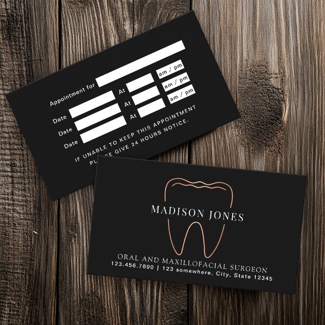 Minimal Classy Rose Gold Dentist Appointment Business Card (Creator Uploaded)