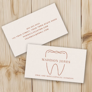 Minimal Classy Terracotta Dentist logo Modern Business Card
