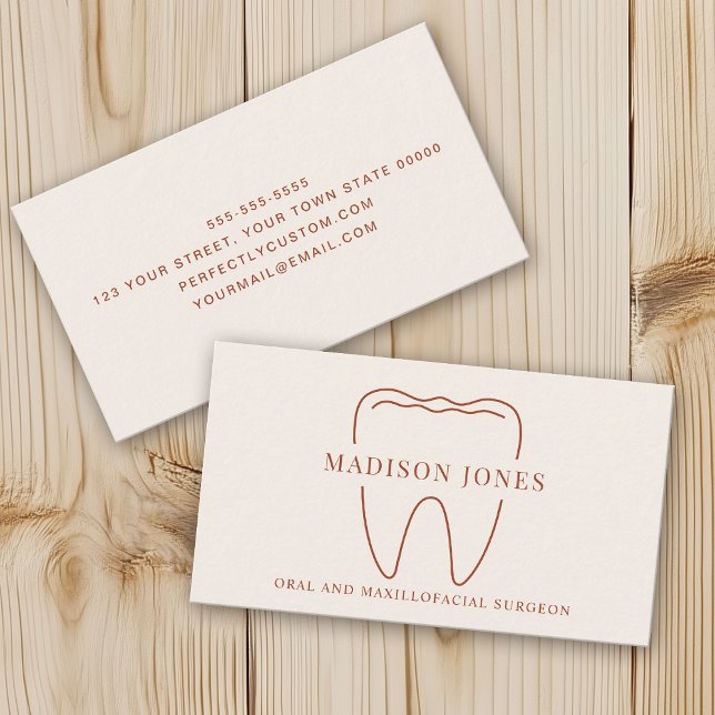 Minimal Classy Terracotta Dentist logo Modern  Business Card (Creator Uploaded)